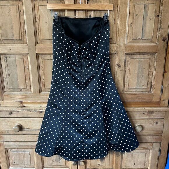 Jessica McClintock for Gunne Sax 9 / 10 Black Polka Dot Dress Strapless - Picture 5 of 13